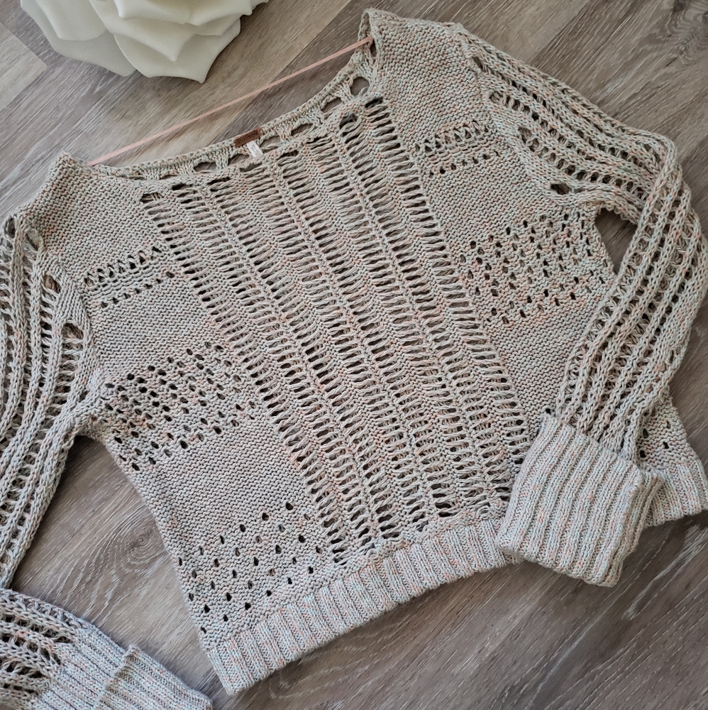 Free People Open Knit Cropped Sweater